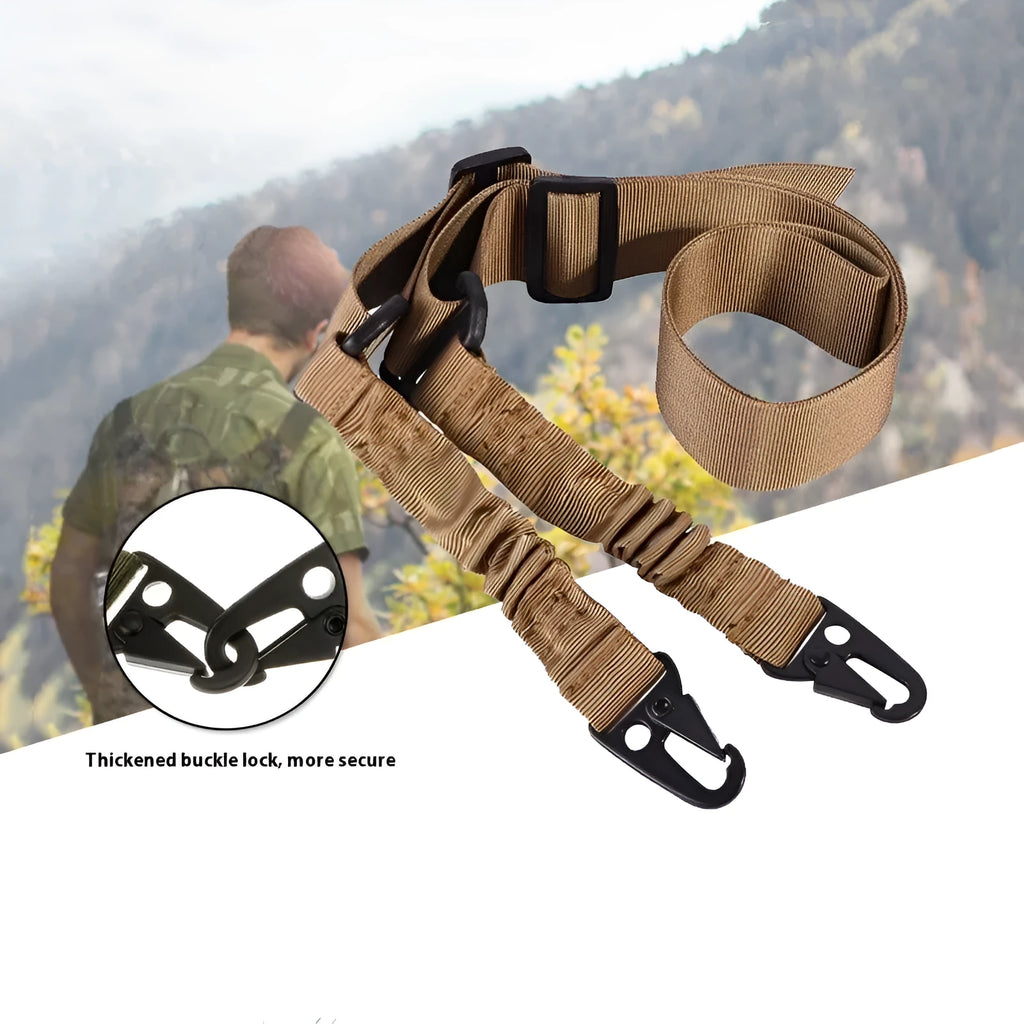 Crossbody nylon harpoon line placement rope with metal buckle and elastic rope, adjustable up to 136cm, black khaki army green