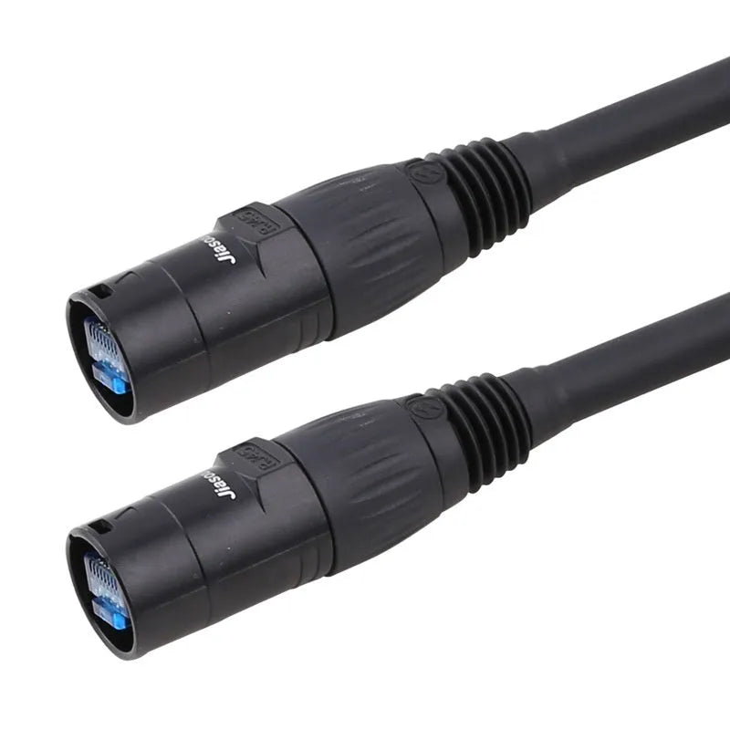 Cat6 RJ45 network extension cable with plug connectors on a white background.