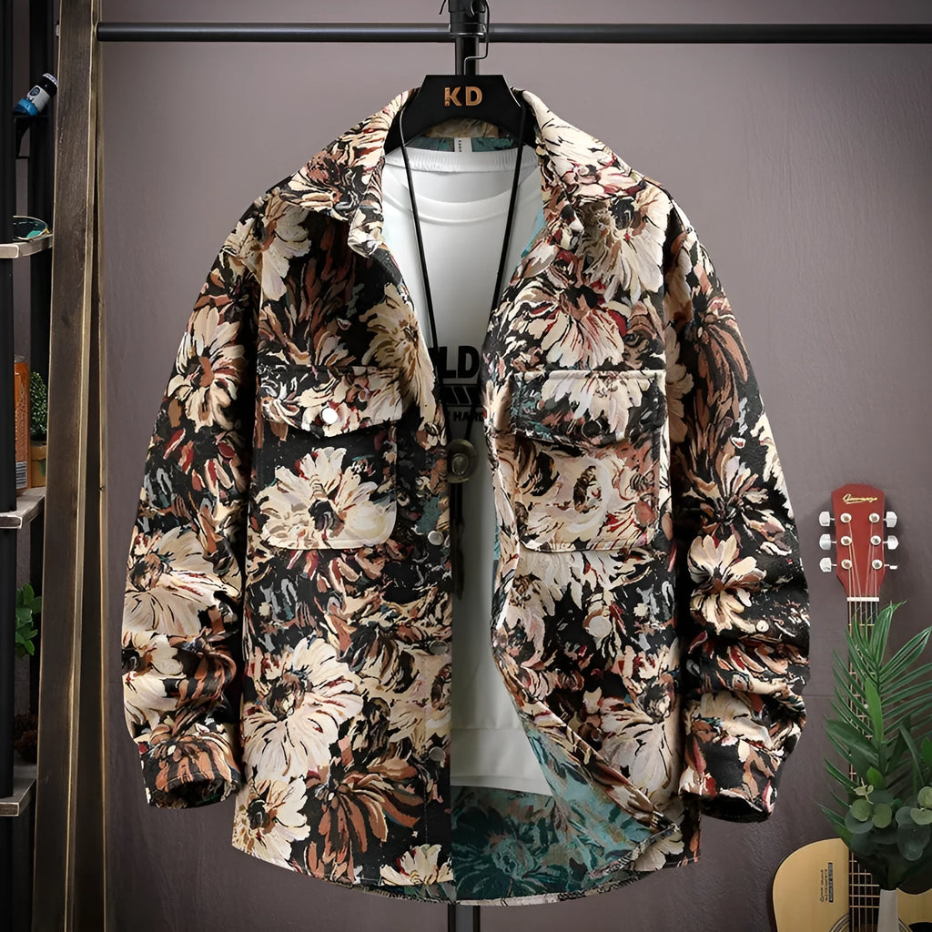 Casual lapel shirt coat jacket in polyester fabric with long sleeves and straight hem design