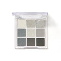INS style nine-colour smoked eyeshadow palette showing white, silver, black, and iron grey shades