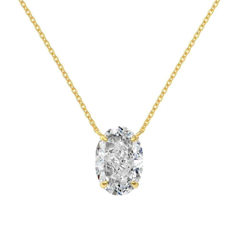 S925 sterling silver necklace with geometric oval ice flower pendant in gold or platinum plating