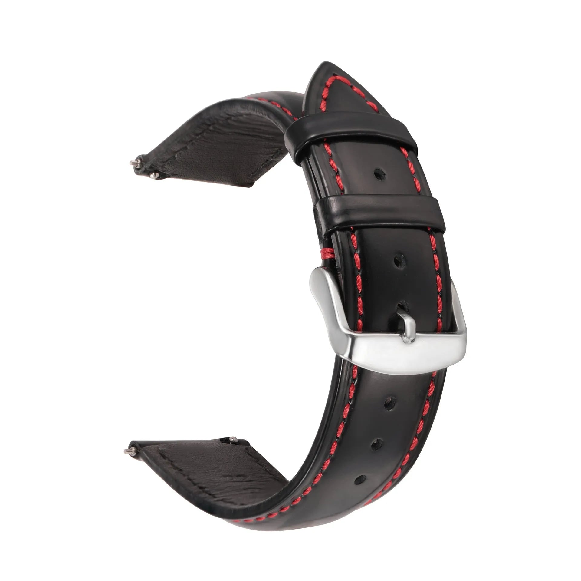 Bright cowhide quick release watch strap showing colour and width options