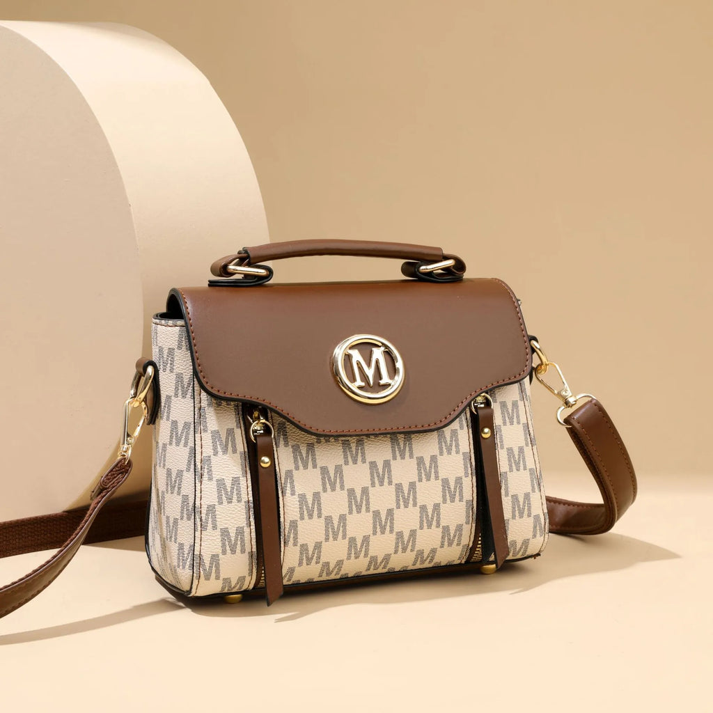 Women's Classic Retro Crossbody Shoulder Handbag in PU Material with Sewing Thread Detailing, Available in Black, Brown, White, Featuring Three-Dimensional Outer Pocket and Sandwich Zipper Internal Compartment, Ideal for Everyday Use or Vintage Styling