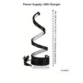 USB powered spiral desk lamp with adjustable LED light, black colour, 12x24cm size