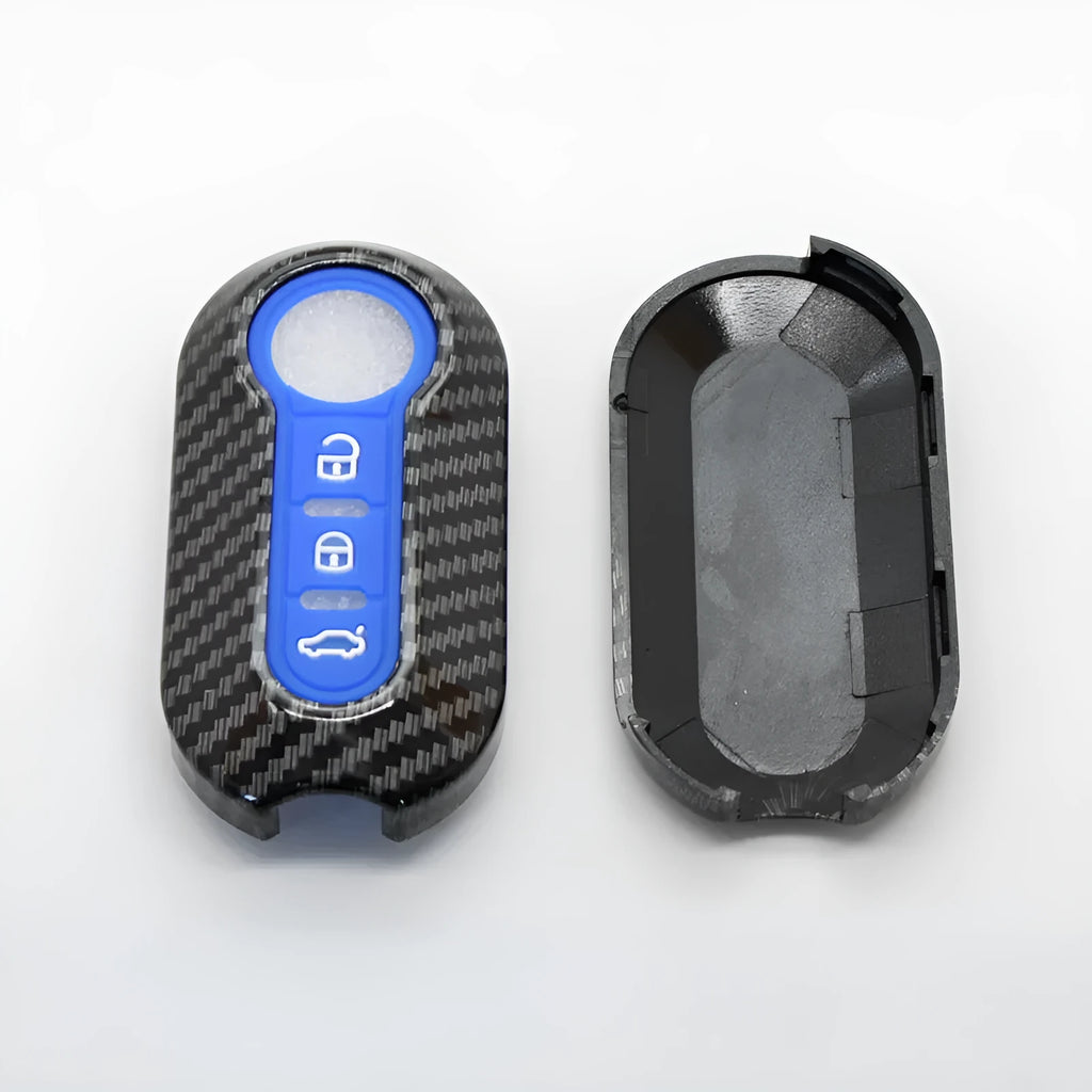 Fiat 500 Boyue Ottimo carbon fibre pattern ABS key case in black, red, dark blue
