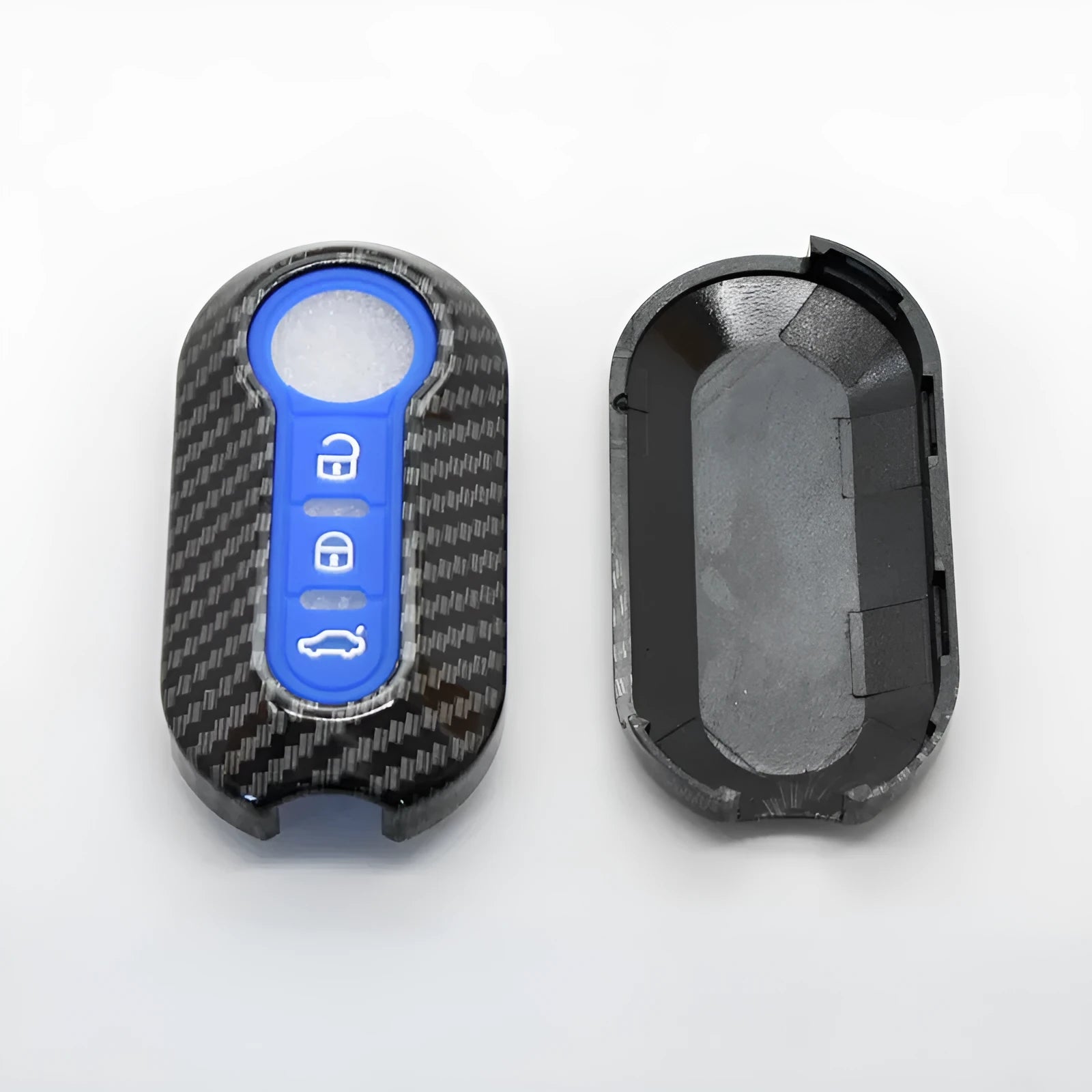Fiat 500 Boyue Ottimo carbon fibre pattern ABS key case in black, red, dark blue