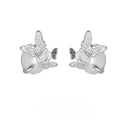 Butterfly cold style ear studs with animal zodiac design in 925 silver with electroplated finish