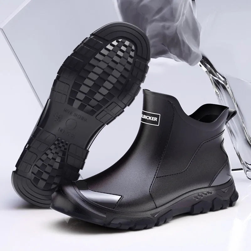 Korean style short tube PVC wading shoes in solid colours with non-slip plastic soles