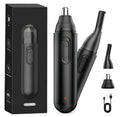 Black 2-in-1 rechargeable electric nose hair trimmer set with charging cable