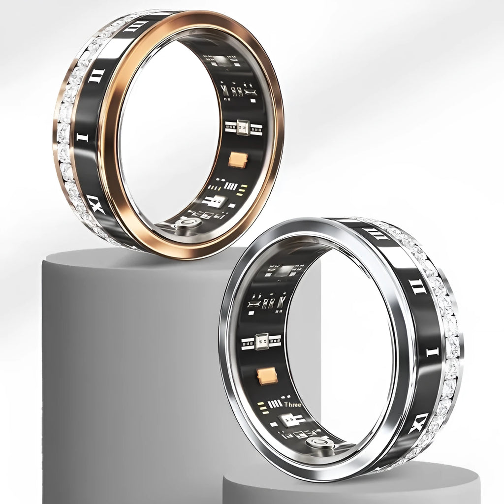 Diamond inlaid smart ring for finger wearing with blood oxygen monitoring display
