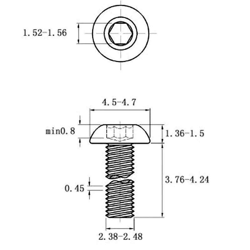 Stainless steel half round head pan head hexagon screw with whitewash finish