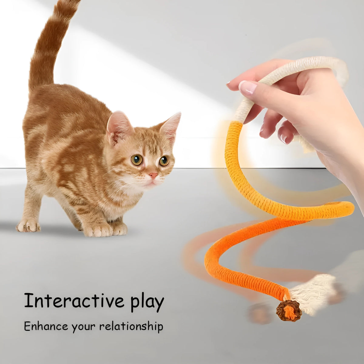 70 cm bite-resistant cotton rope cat toy in purple, orange, and green colour variations