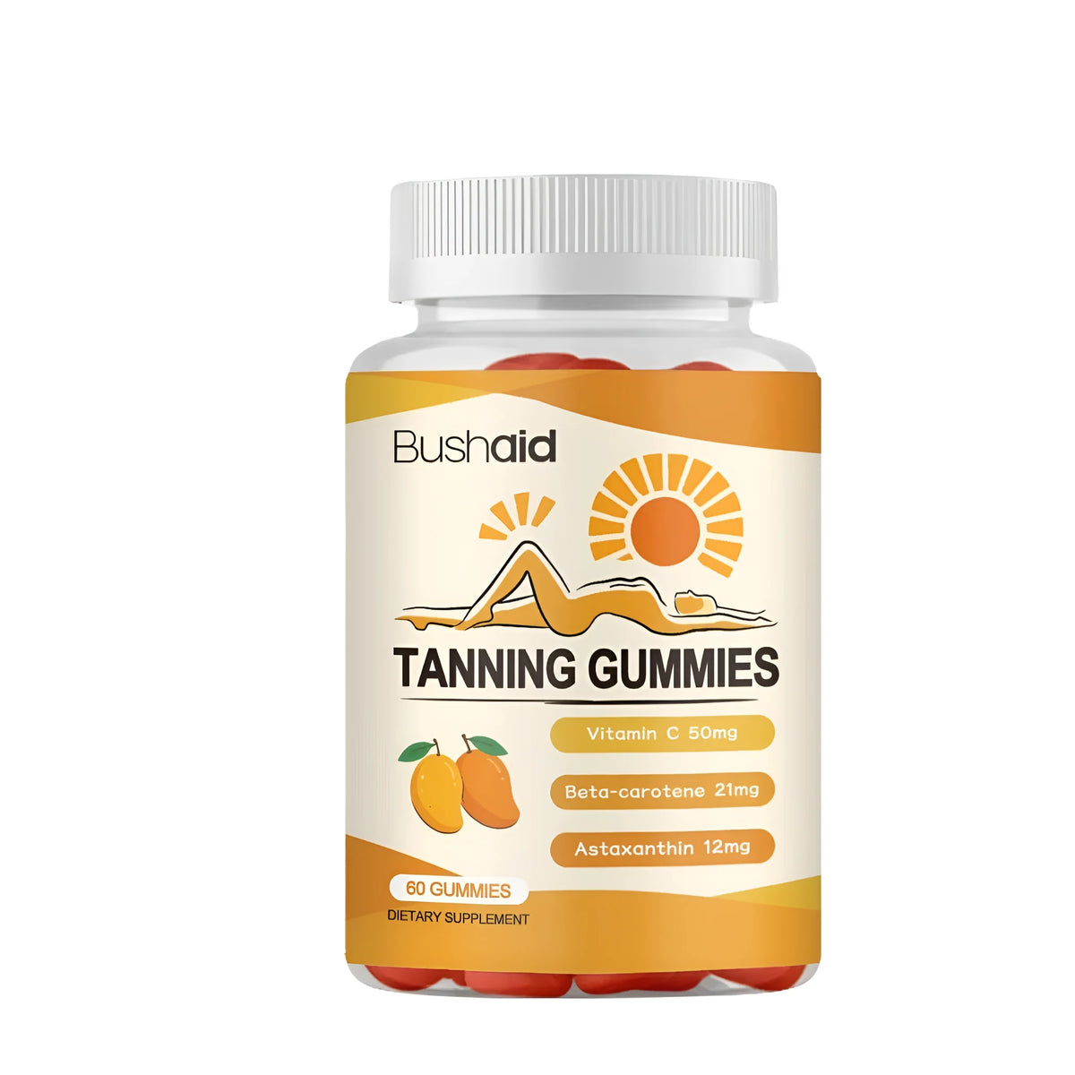 Bottle of 60 Meihei soft candy gummies with white caps, a dietary supplement.
