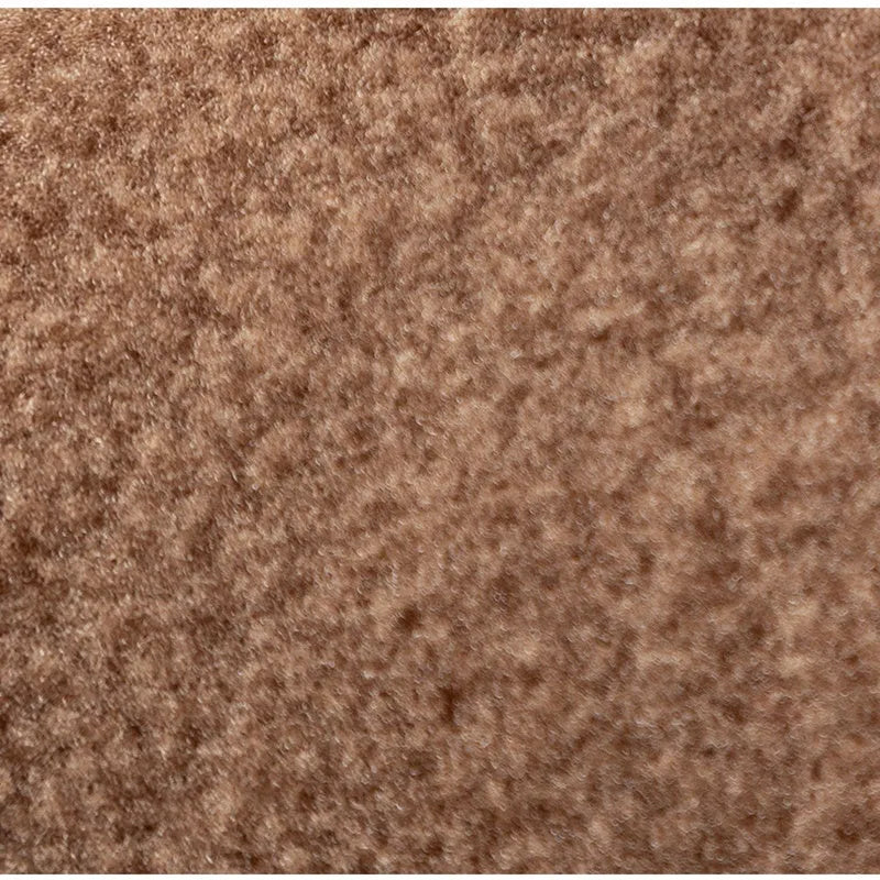 Brown fleece dog coat with bear embroidery and side-button closure on a small dog