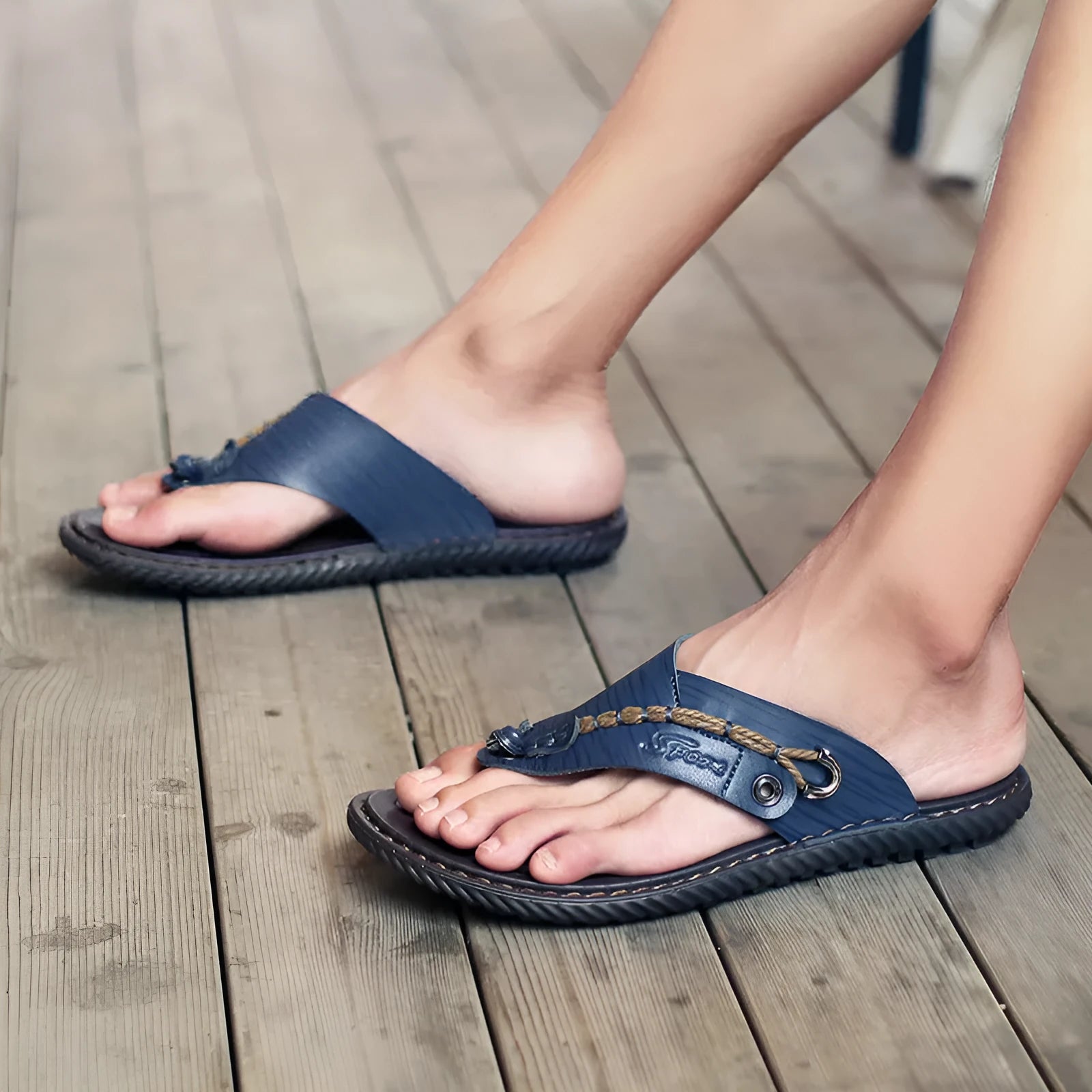 Men's non-slip indoor slippers in four colours with PU leather upper and wear-resistant sole
