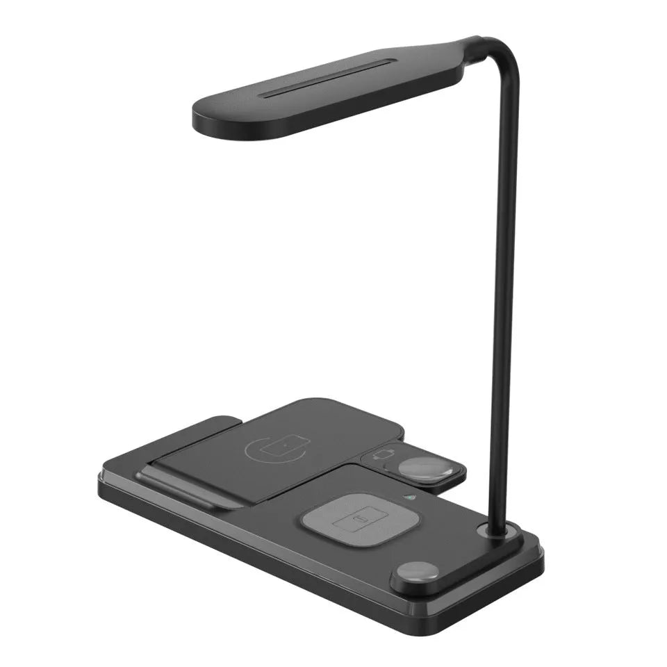 Multifunctional foldable table lamp 4 in 1 with 15W wireless charger in black and white options