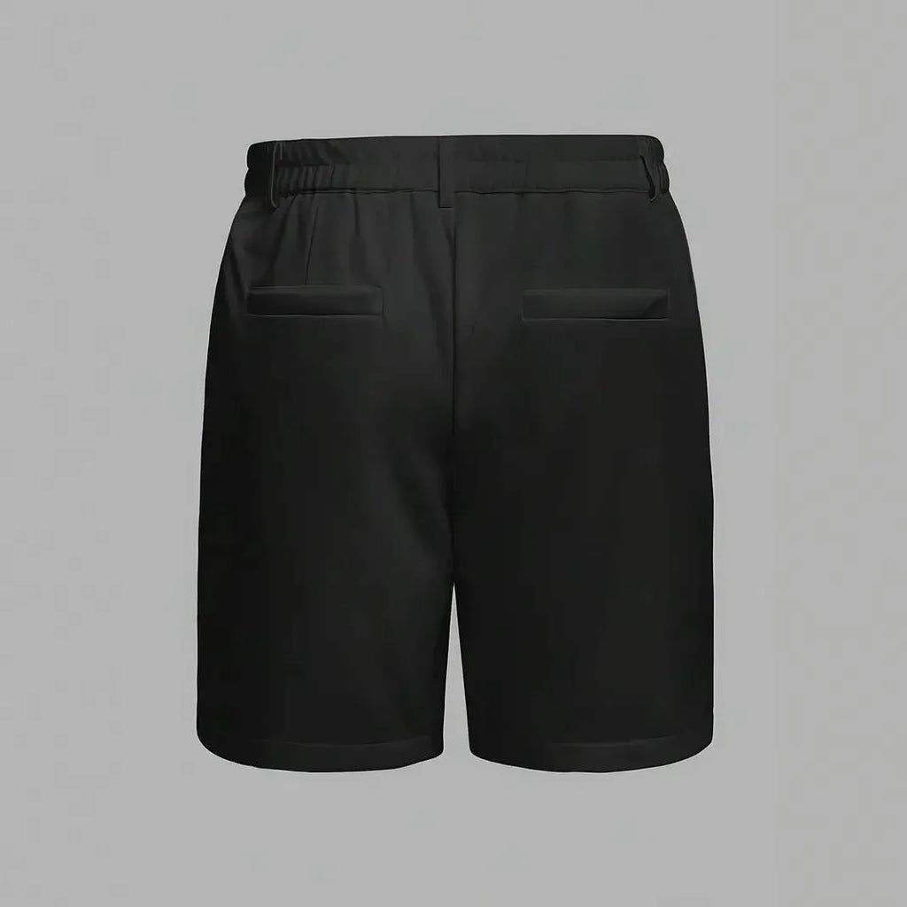 Men's solid colour cotton blend casual shorts with straight-leg Korean style fit.