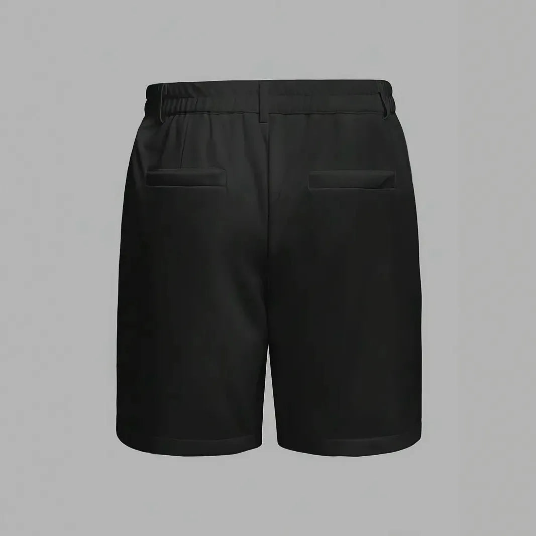 Men's solid colour cotton blend casual shorts with straight-leg Korean style fit.