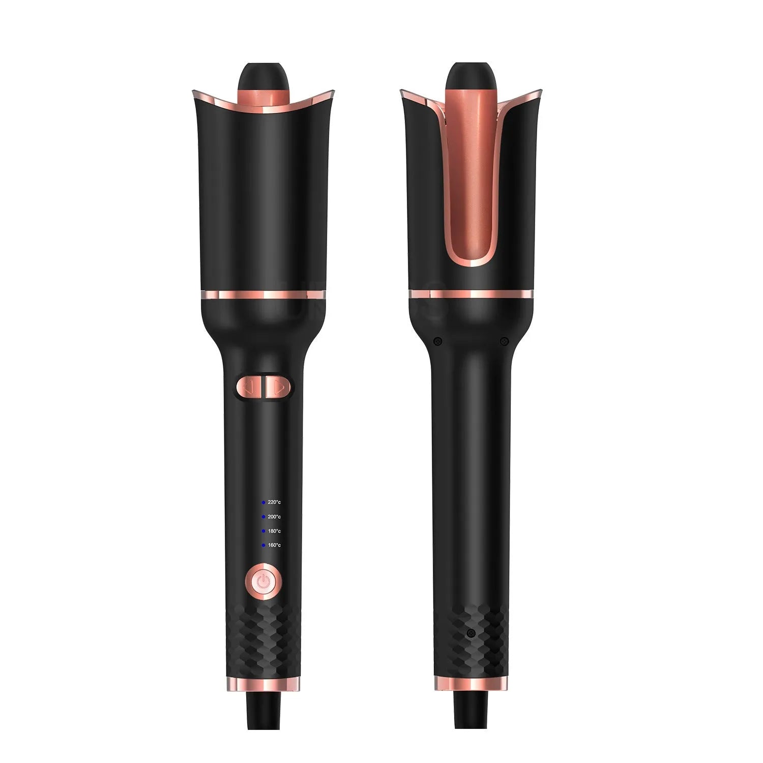 Black automatic hair curler with negative ion technology and tourmaline ceramic barrel 16mm-20mm