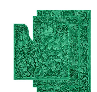 Chenille long hair U-shaped three-piece bathroom toilet carpet set in modern simplicity style