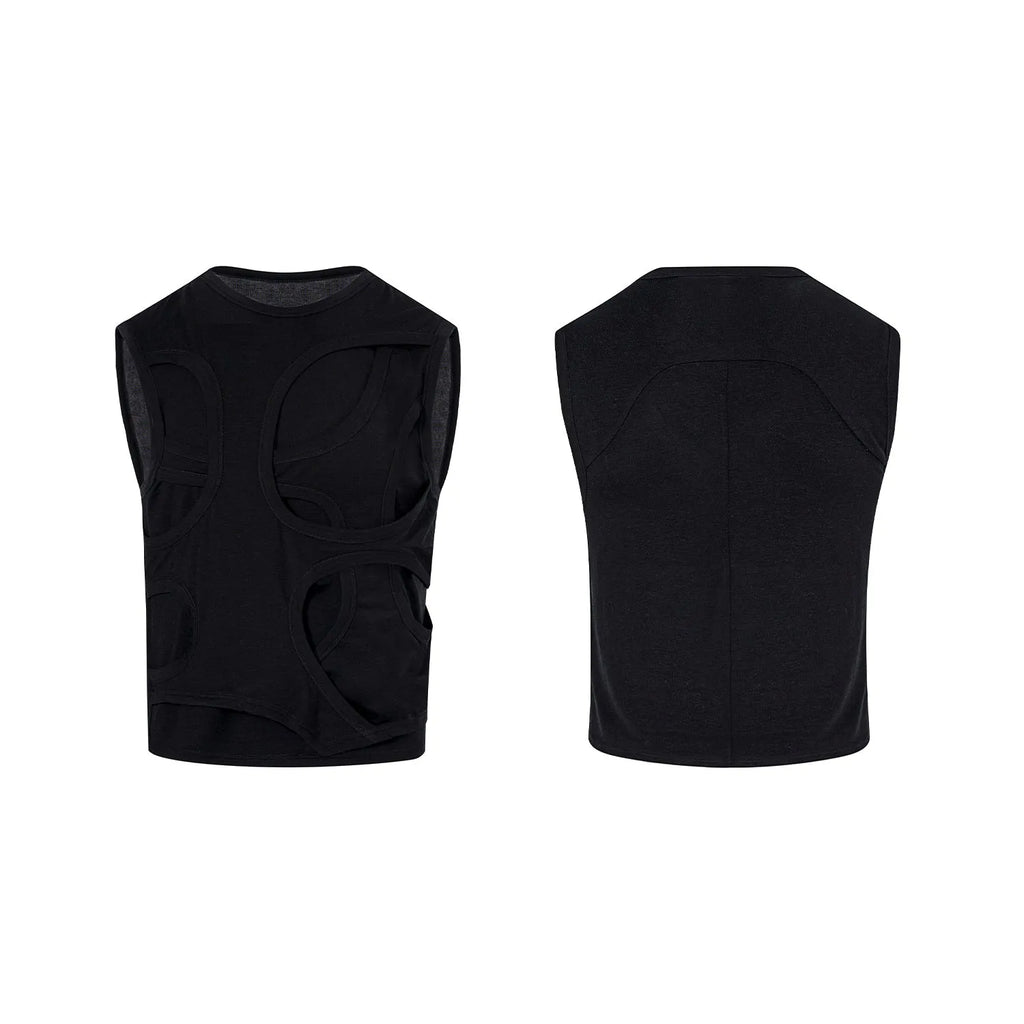 Men's grey lyocell summer vest with round neck collar