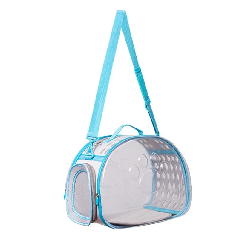 Hard EVA transparent cat carrier backpack in grass green, showing large space capsule design and backpack straps.
