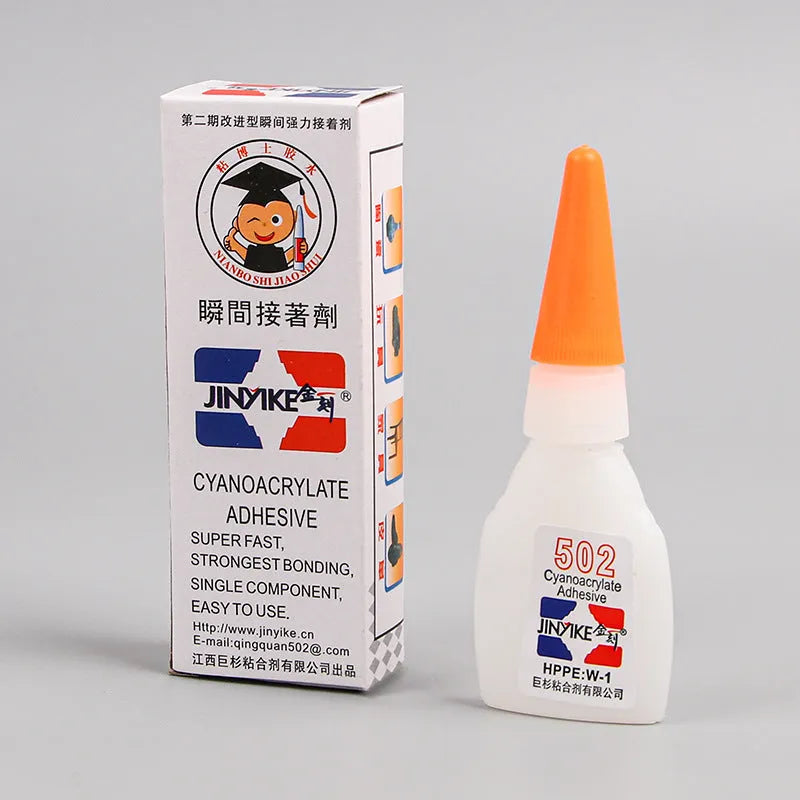Tube of instant strong shoe repair glue in 3g and 8g sizes for fixing soles and heels.