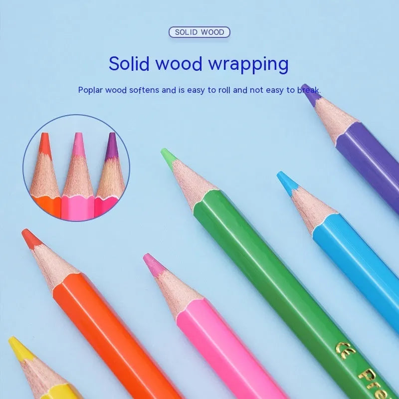 Wooden colour pencil set with double head brush tips in 12 or 24 colour options
