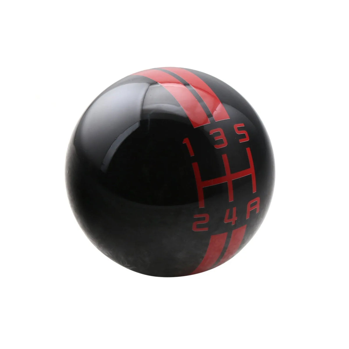 Universal 5 speed acrylic car gear head with black ball design and red gear markings