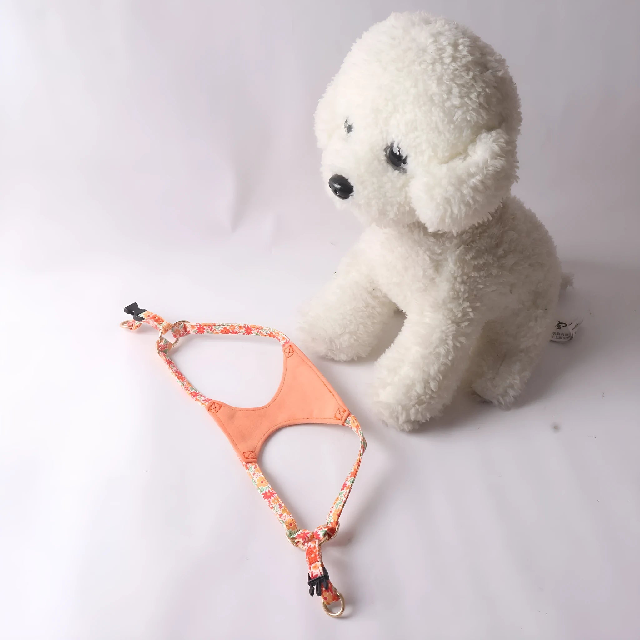 Floral dog harness and leash set in cloth material with single chest back design