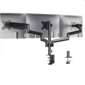 Black three-arm gas spring monitor mounting bracket for 13-27 inch computer screens.