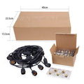 Black decorative light string on a reel showing EU plug, available in 15m or 5m lengths.