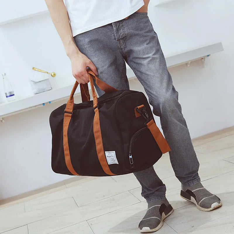 Large Oxford cloth travel duffel bag with waterproof design and independent shoe storage for gym and travel use