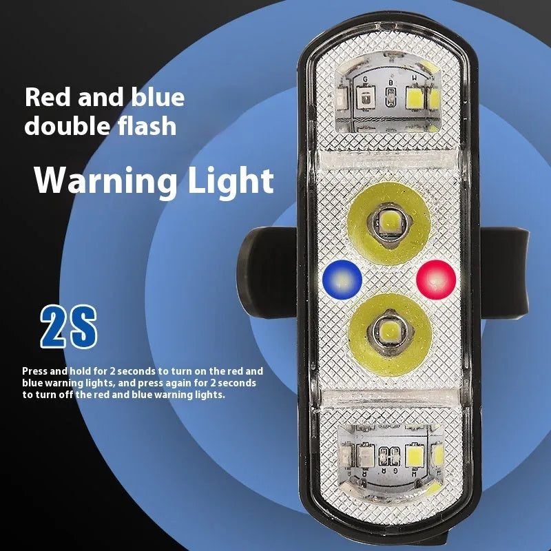 Black bicycle headlight with 350 lumen LED and removable 18650 battery mounted on handlebars