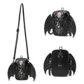 Dark style women's shoulder messenger bag with creative bat design in PU material, square vertical shape, single strap
