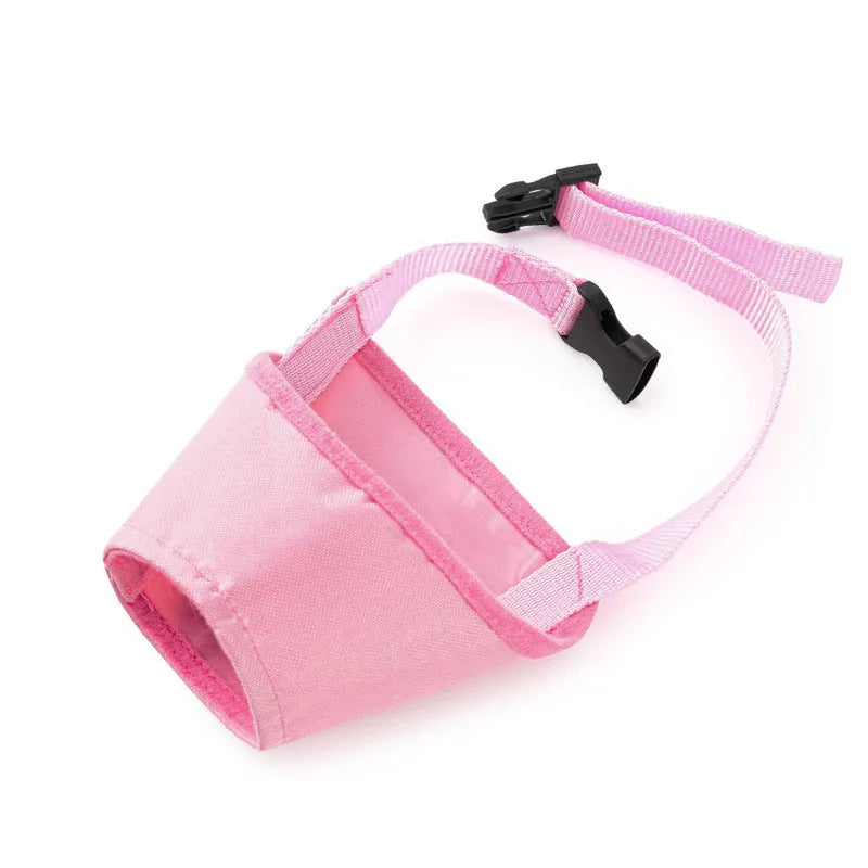 Waterproof anti-bite dog mouth cover in black nylon and PVC with adjustable strap