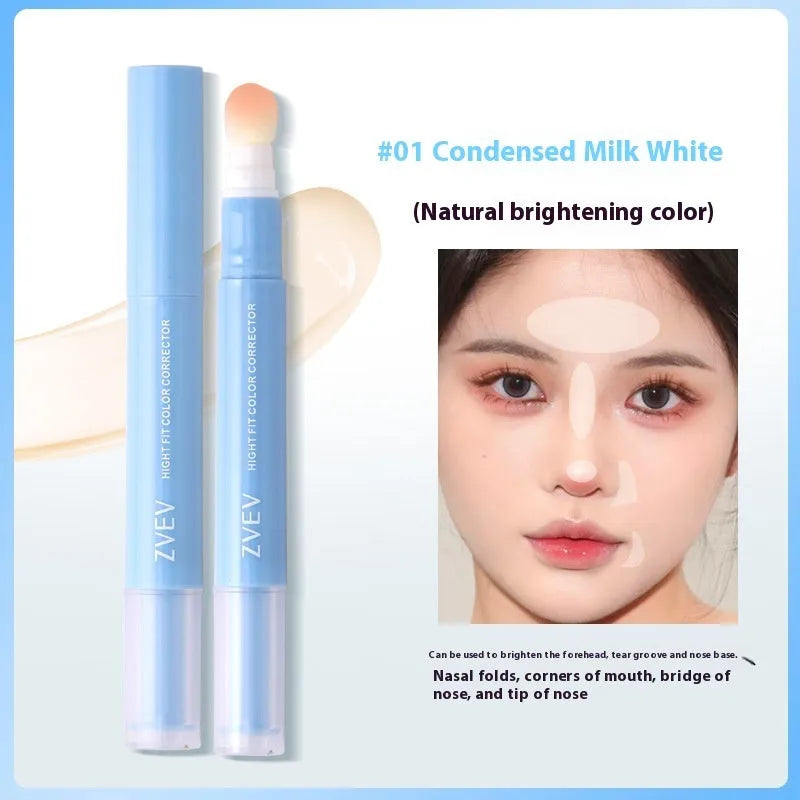Concealer cream with sponge brush applicator showing three colour shade options
