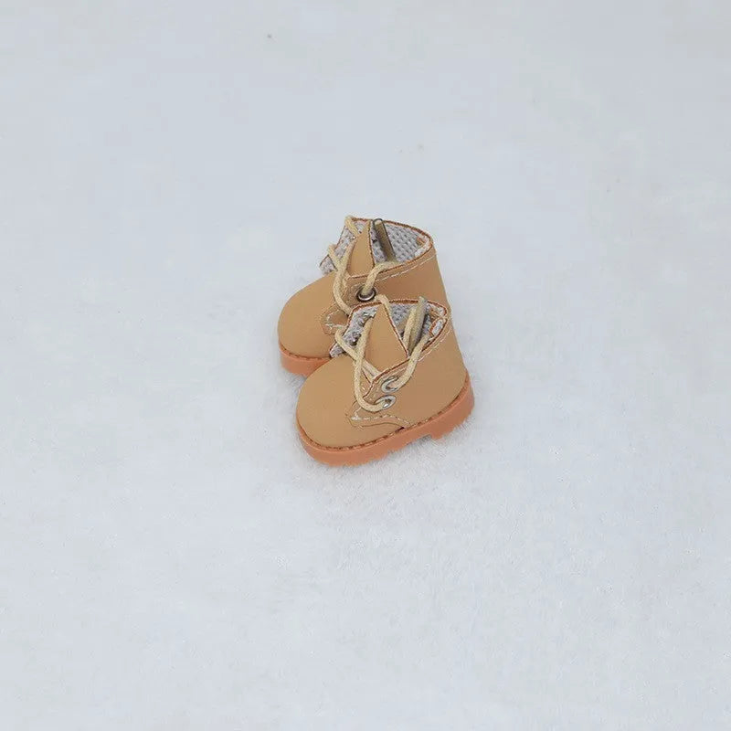 17cm doll replacement shoes in multiple colours including black boots, pink heels, and white leather shoes