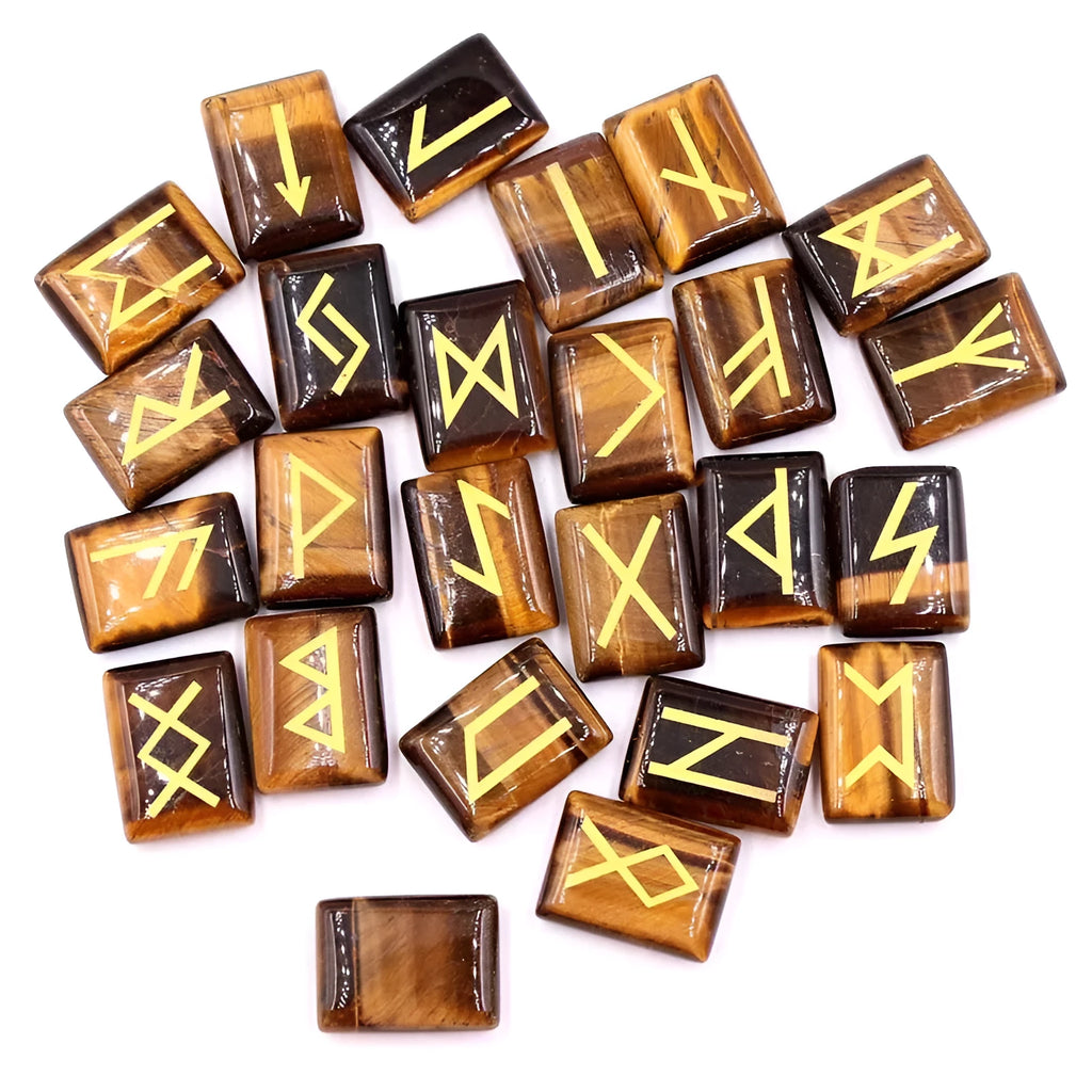 Square natural crystal ornament with THALO lettering and Luen symbol in red agate colour