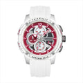 Men's quartz multifunctional watch with black dial and black tape strap, 11mm thickness, sport style