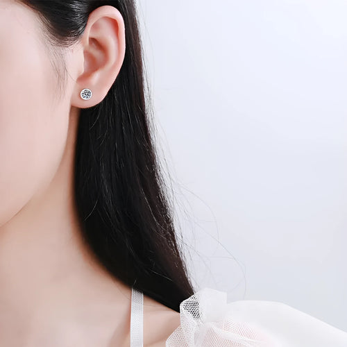 925 silver Pt950 gold plated women's earrings with geometric shapes and moissanite or zircon stone options
