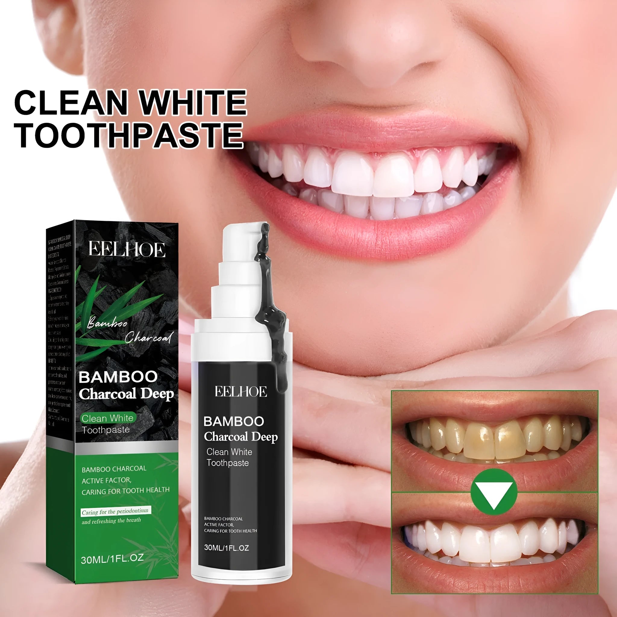 30ml bamboo charcoal toothpaste tube for stain removal and teeth whitening