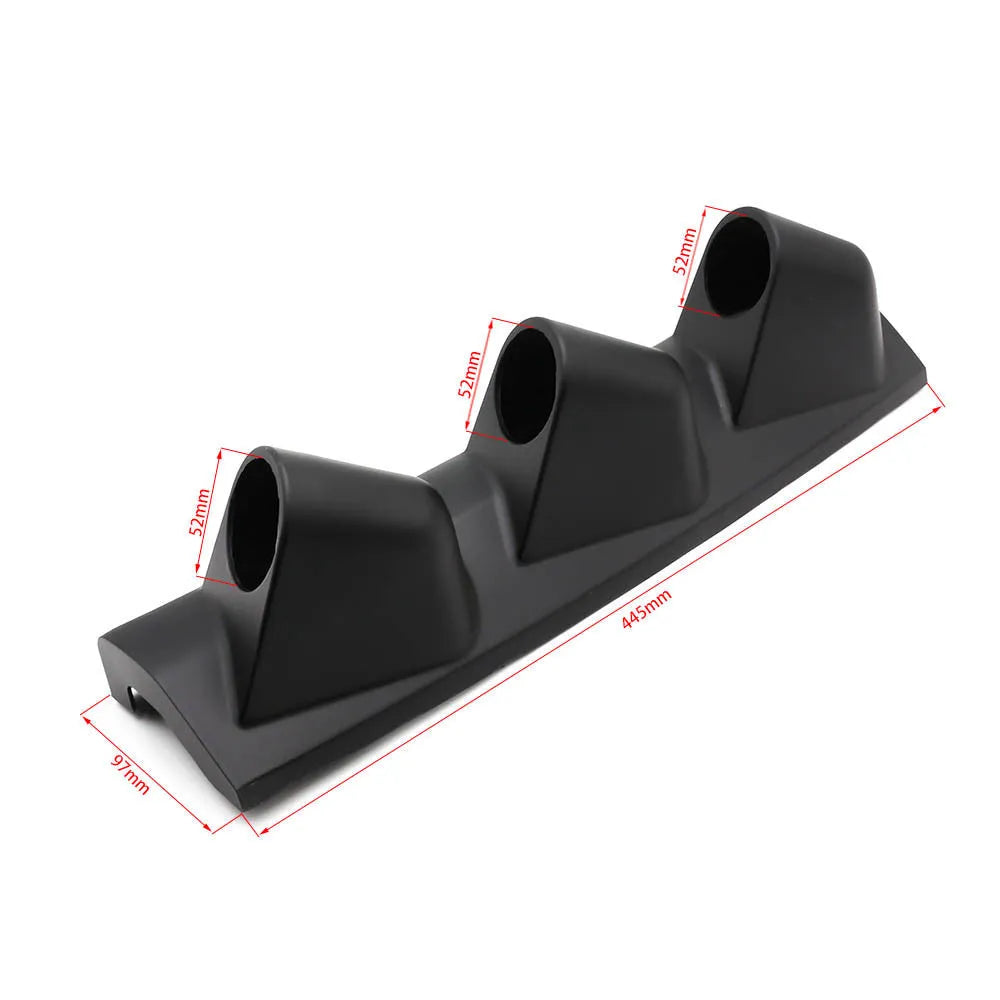 Black three-hole right drive car instrument frame for 52mm gauge mounting