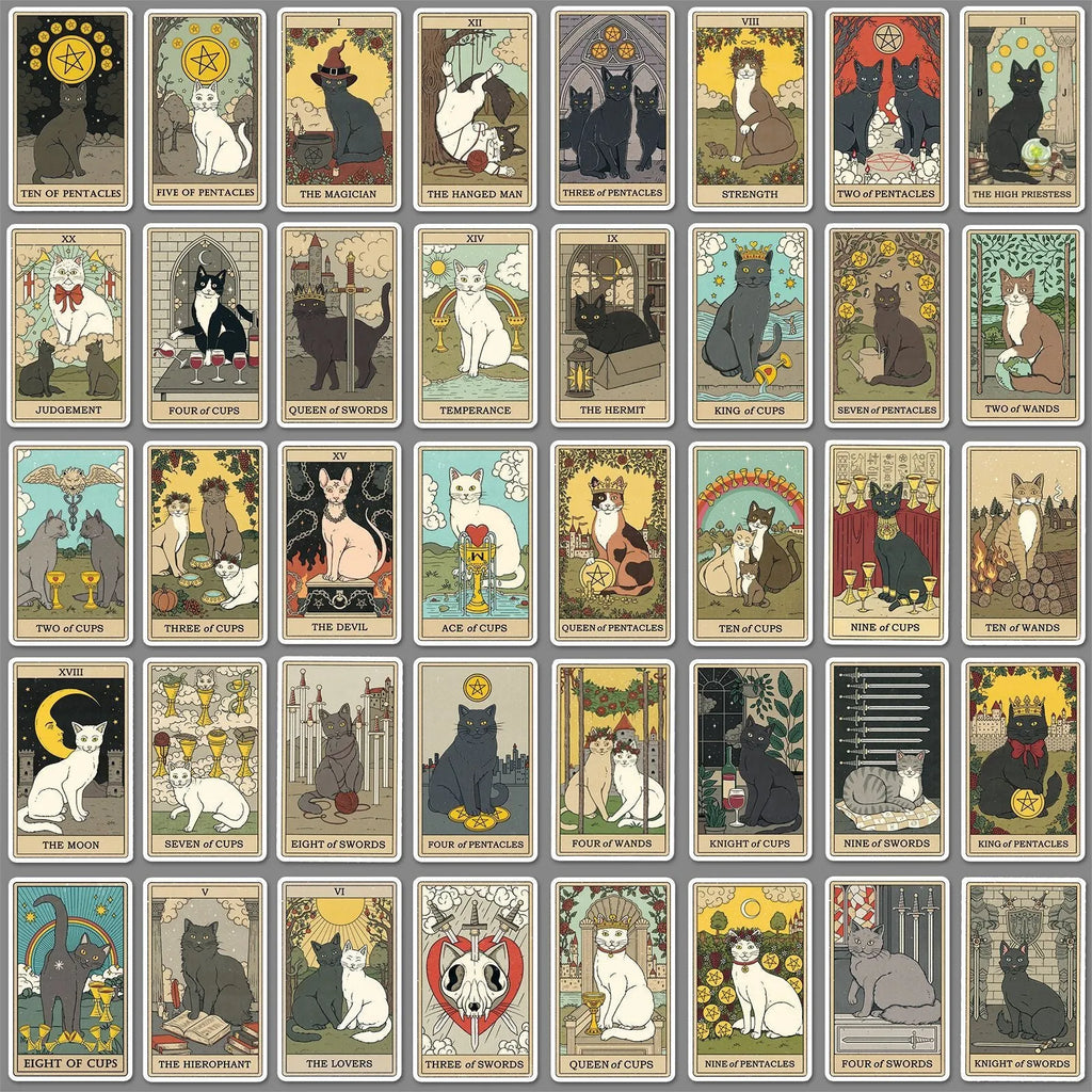 Creative Graffiti personalised 78 tarot card sticker set in cute style for waterproof luggage decoration