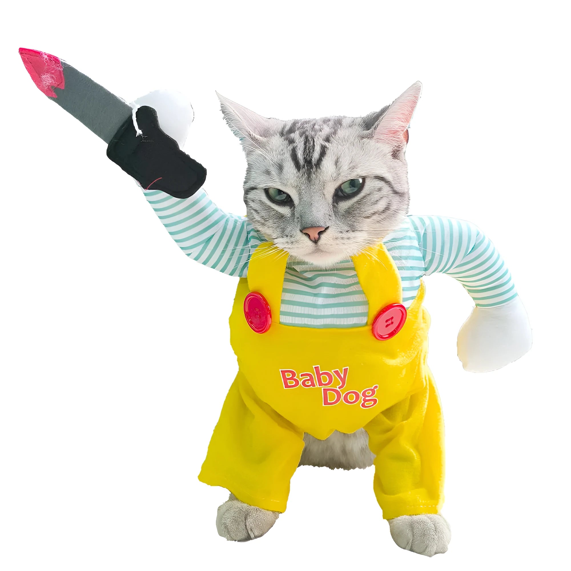 Yellow sword assassin costume for cats in polyester material with multiple size options