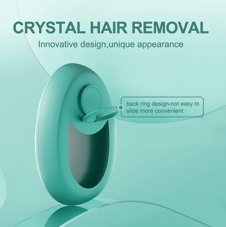 CJEER upgraded crystal hair eraser in green, a painless physical exfoliating tool with nano-glass surface and metal ring for fingers