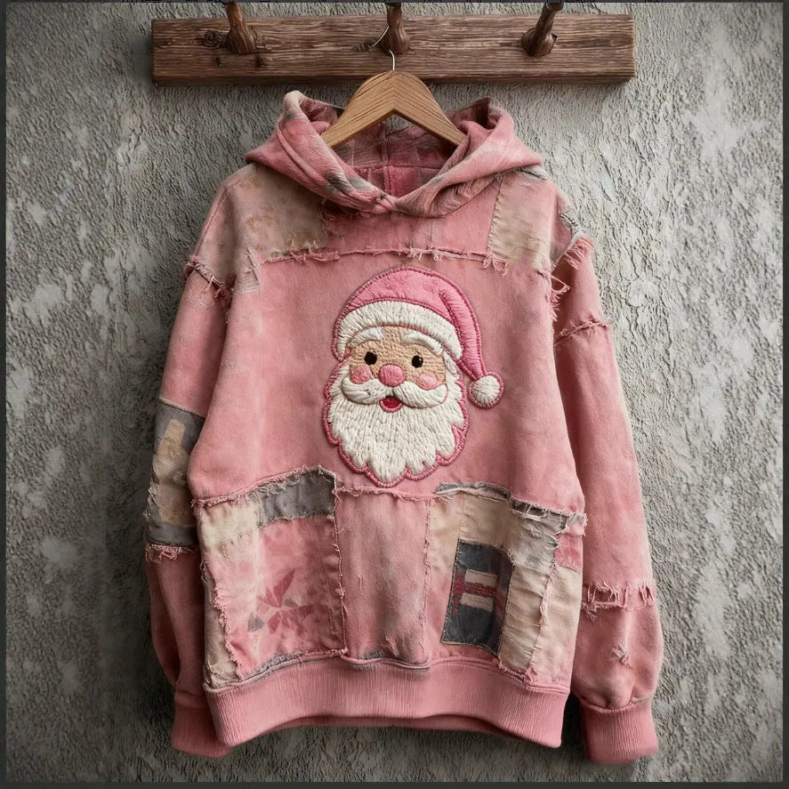Christmas pocket hoodie loose pullover digital print sweatshirt in blue or red, sizes XXS to 6XL