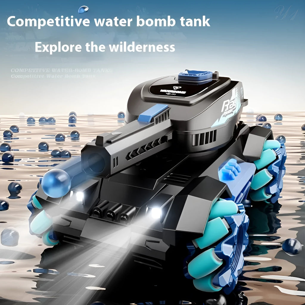 Y1 four-wheel drive gesture sensor tank toy car in red or blue with music, light, and water bomb tank design