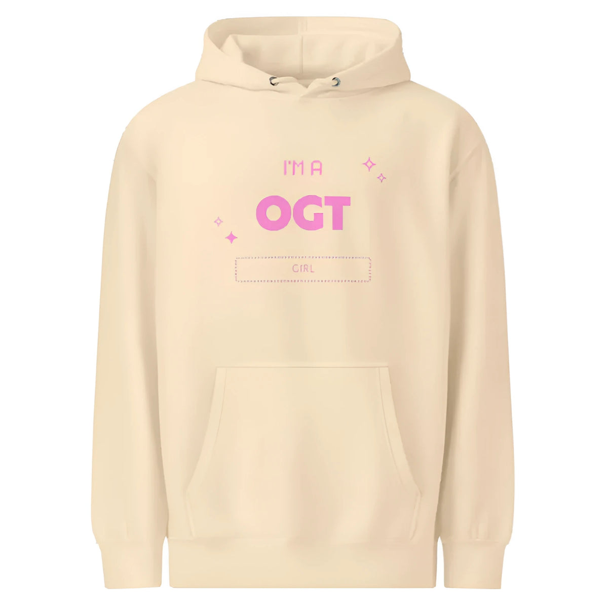 OGT Girl Hoodie in Sandshell colour, polyester leisure hoodie front view