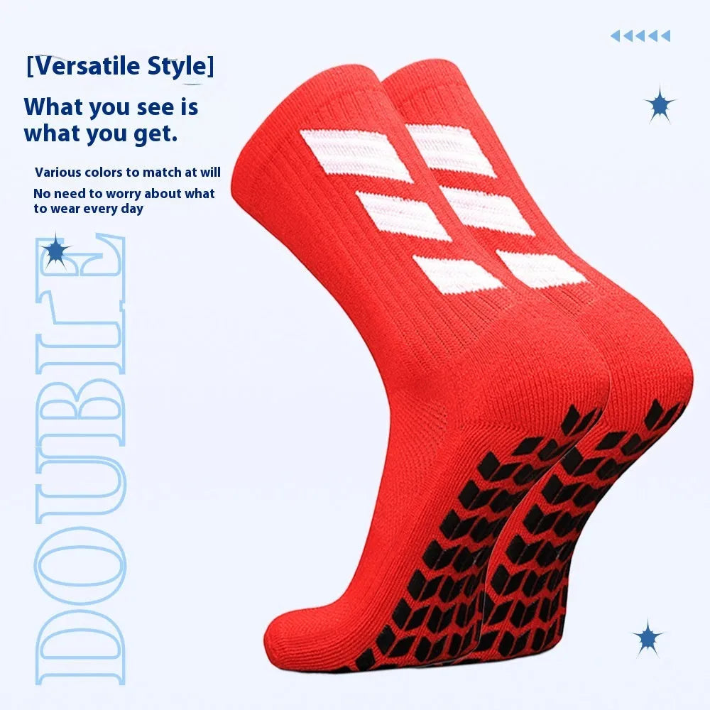 Non-slip sweat absorbing football socks, adult 39-45, middle calf, polyester cotton, five colours